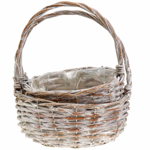 Floristik24 Pega cesta oval branca natural lavada 22x16 / 19x14cm conjunto de 2