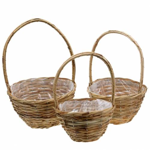 Floristik24 Cesto com alça de salgueiro Ø20/24/30cm cesta natural conjunto de 3