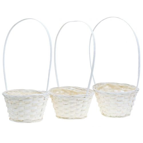 Floristik24 Cesto de lixo com alça branca 34cm 3pcs