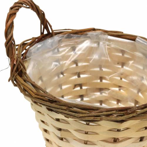 Floristik24 Cesta de páscoa plantador com alças de creme redondo, marrom Ø15 / 18cm, conjunto de 2