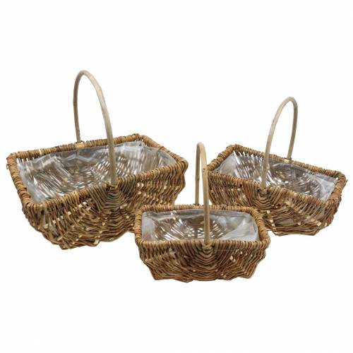 Floristik24 Cesta de alça retangular natureza 34×26/29×20/24×15cm conjunto de 3