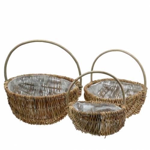 Itens Cesto de alça redondo natural Ø32/28/22cm conjunto de 3