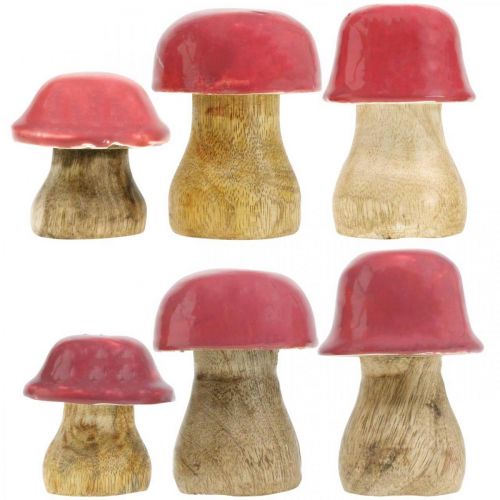 Floristik24 Cogumelos decorativos de outono feitos de madeira Cogumelos de madeira roxos H5-7cm 6 peças
