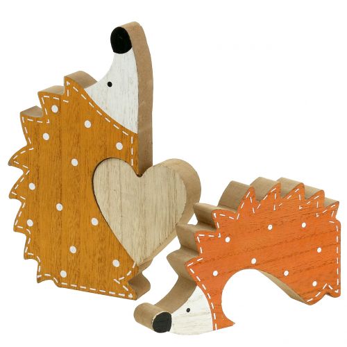 Floristik24 Casal ouriço de decoração de outono com coração 15cm - 18cm
