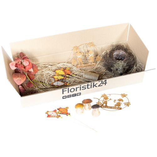 Itens Conjunto de decoração de outono ouriço cogumelos dragão – compre caixa de decoração barata