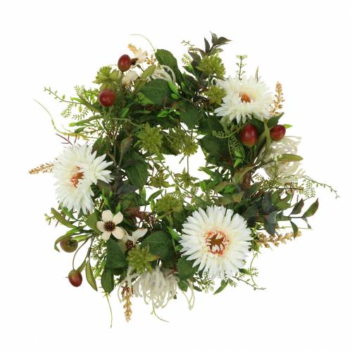 Floristik24 Coroa de flores de outono crisântemo branco Ø30cm