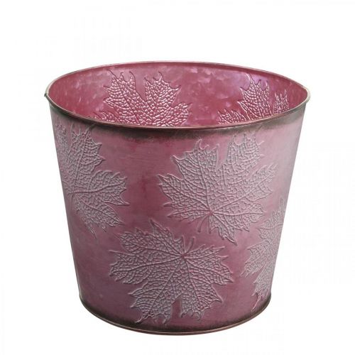 Itens Pote de outono, balde de plantas, decoração em metal com folhas vinho tinto Ø25,5cm A22cm