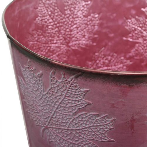 Itens Pote de outono, balde de plantas, decoração em metal com folhas vinho tinto Ø25,5cm A22cm