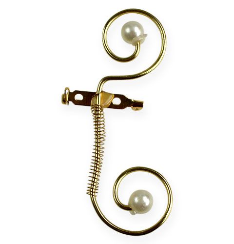 Floristik24 Alfinete de casamento com pérolas, ouro 8cm 24 un
