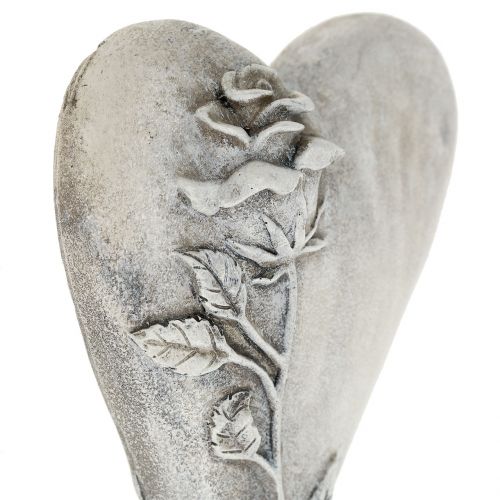 Floristik24 Coração com rosa cinza 16,5 cm x 10 cm 2 unidades