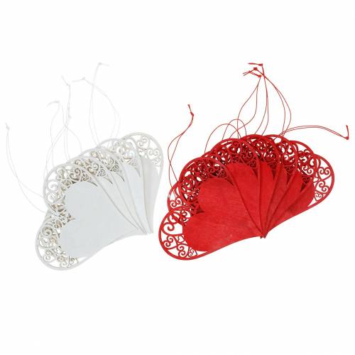 Floristik24 Coração para pendurar, decoração de casamento, pingente de coração, decoração de coração, dia dos namorados 12pcs