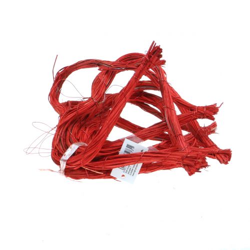 Floristik24 Coração feito de ráfia para pendurar vermelho 15cm 8pcs