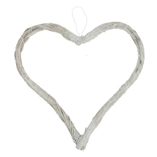 Floristik24 Bast coração para pendurar branco 20cm 6pcs