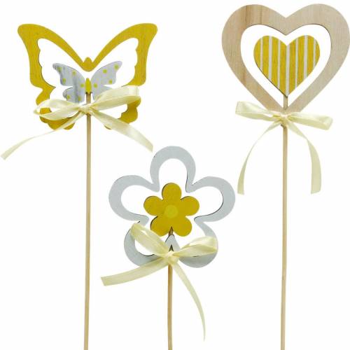 Floristik24 Plugue decorativo, flor e coração de borboleta, decoração de primavera, plugue de flores, Dia dos Namorados 9 unidades