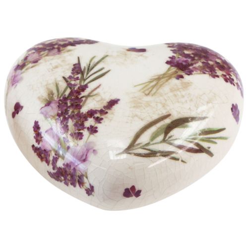 Itens Decoração de coração Decoração de cerâmica Lavanda Decoração de mesa Grés 8,5 cm 3 peças