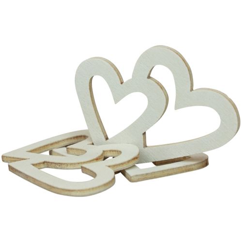 Itens Decoração de coração decoração dispersa corações duplos decoração de madeira creme 4,5cm 48 un