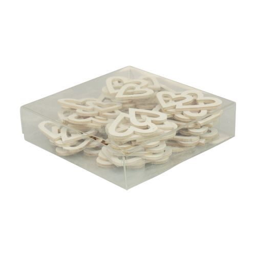 Itens Decoração de coração decoração dispersa corações duplos decoração de madeira creme 4,5cm 48 un