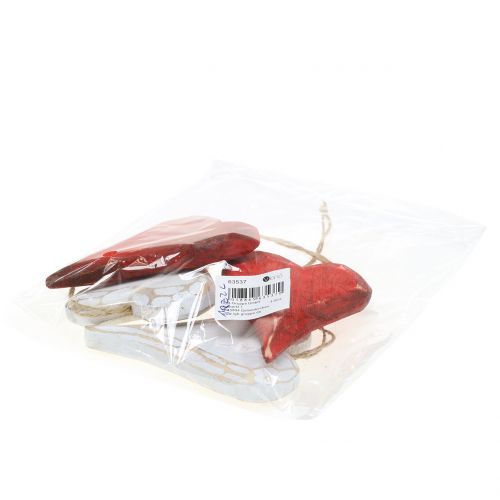 Floristik24 Corações de madeira para pendurar vermelho, branco 11,5cm 4pcs