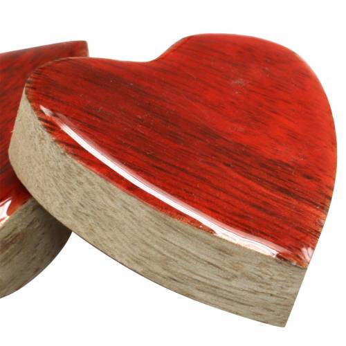 Floristik24 Corações de madeira de manga vitrificado natural, vermelho 4,3 cm × 4,6 cm 16 peças