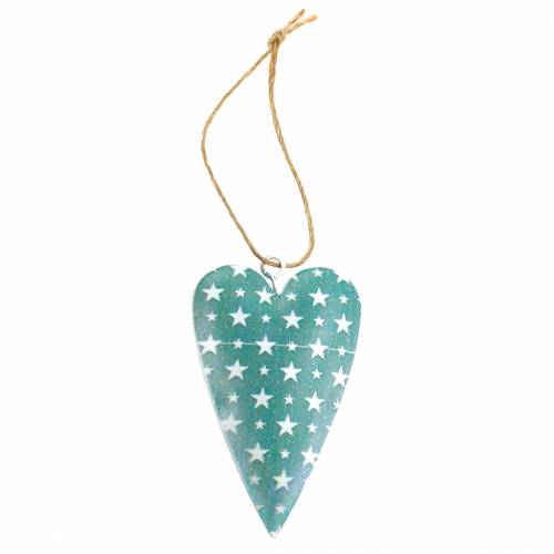 Floristik24 Cabide decorativo coração metal verde branco vintage 3,5x6,5cm 12 unidades