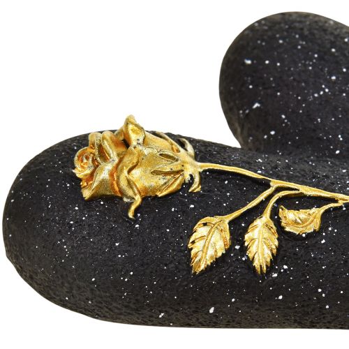 Floristik24 Coração com decoração de sepultura em ouro preto rosa 14×10×3cm 2 un