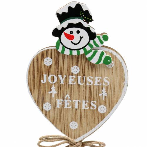 Floristik24 Deco plug coração com boneco de neve 12uds