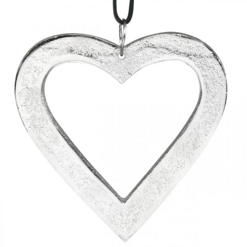 Floristik24 Coração para pendurar, decoração de metal, Natal, decoração de casamento prata 11 × 11cm