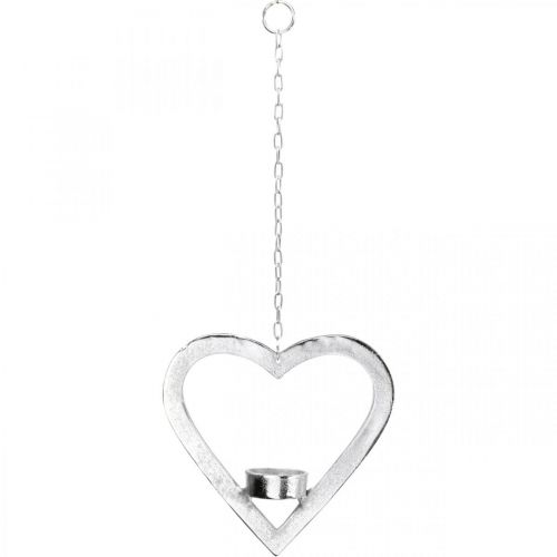 Itens Porta-velas no coração, decoração de vela para pendurar, casamento, decoração do Advento em metal prata Alt.17,5cm