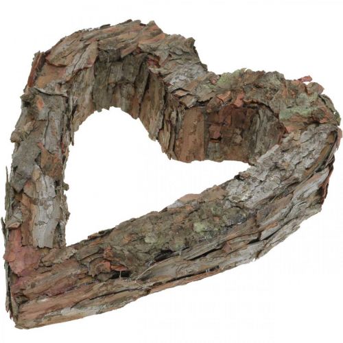 Floristik24 Deco coração aberto casca de pinheiro decoração de outono decoração de sepultura 30×24cm