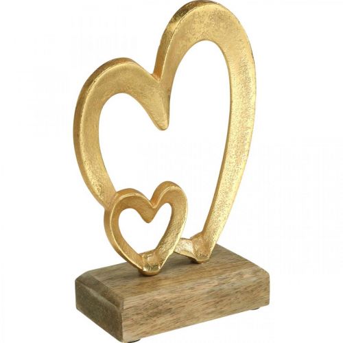 Floristik24 Corações de Metal Decoração de Mesa Dia dos Namorados Decoração de Casamento Dourado Natural H19cm