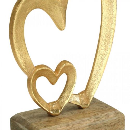 Floristik24 Corações de Metal Decoração de Mesa Dia dos Namorados Decoração de Casamento Dourado Natural H19cm