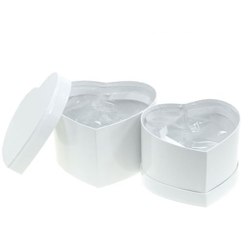 Caixa de coração flor caixa branca 14/16 cm 2 unidades