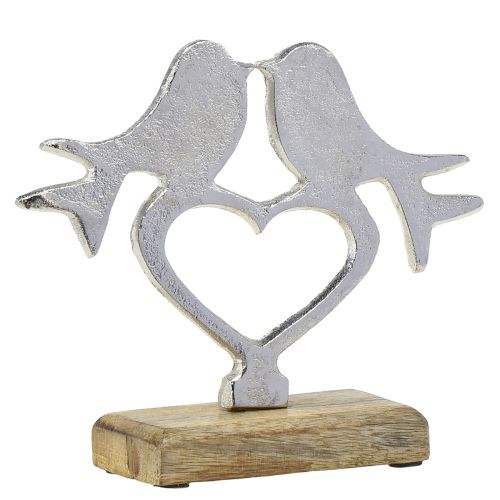 Floristik24 Decoração de coração para colocar com decoração de pássaro casamento 16,5cm × 19,5cm