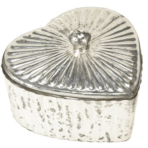 Floristik24 Lata em formato de coração com tampa, lata de vidro com coração, champanhe, 15,5 x 15 x 10 cm