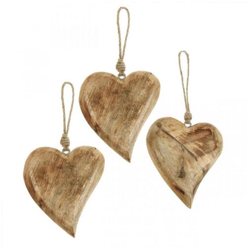 Floristik24 Pingente de coração de madeira feito de madeira deco madeira de manga H14cm 3uds