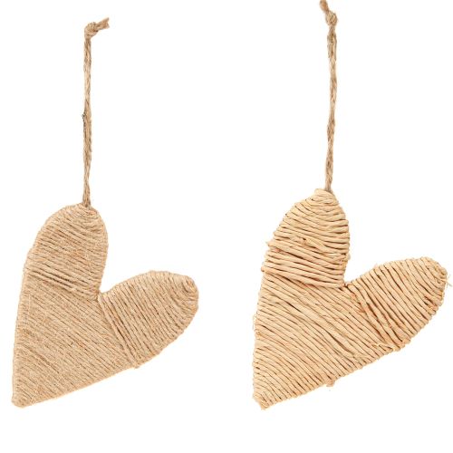 Itens Corações para pendurar decoração de cânhamo e ráfia natural H10,5cm 8 peças
