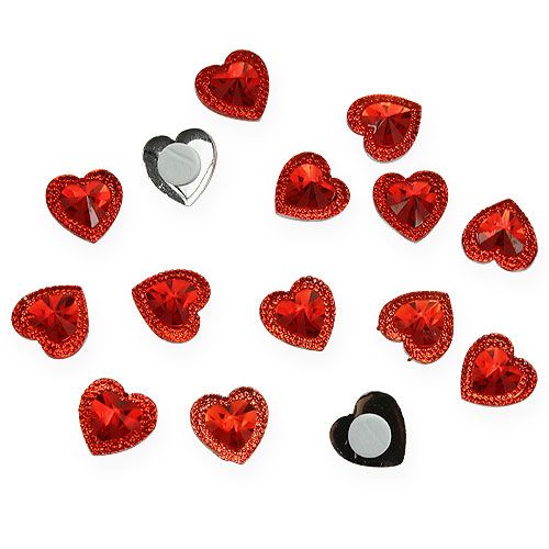 Floristik24 Corações para colar em diamante vermelho 2 cm 48 unidades