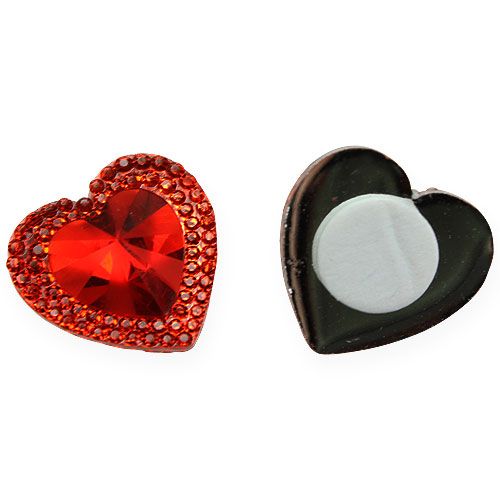 Floristik24 Corações para colar em diamante vermelho 2 cm 48 unidades