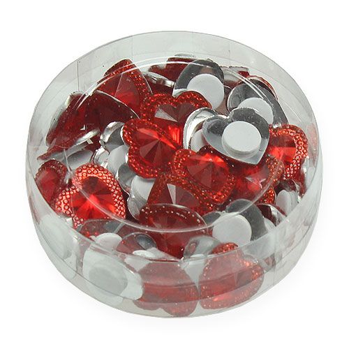 Floristik24 Corações para colar em diamante vermelho 2 cm 48 unidades