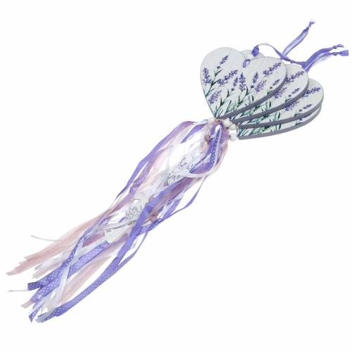 Floristik24 Coração com motivo de lavanda para pendurar, casamento, decoração de verão mediterrâneo, Dia dos Namorados, coração de lavanda 4 unidades