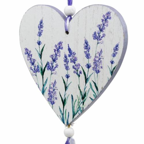 Floristik24 Coração com motivo de lavanda para pendurar, casamento, decoração de verão mediterrâneo, Dia dos Namorados, coração de lavanda 4 unidades