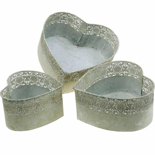 Planter Bowl Coração Metal Plantador Vintage Conjunto de 3