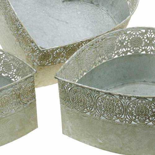 Floristik24 Planter Bowl Coração Metal Plantador Vintage Conjunto de 3