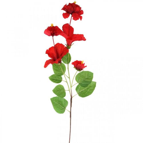 Ramo de hibisco de flor artificial ramo de deco vermelho hibisco H107cm