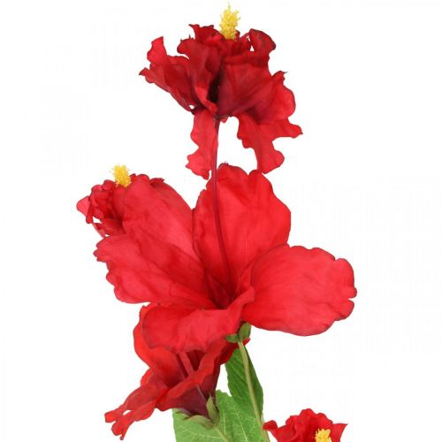 Ramo de hibisco de flor artificial ramo de deco vermelho hibisco H107cm