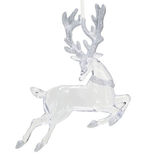 Decoração de veado decorações de Natal em prata transparente 19x21cm 2 unidades