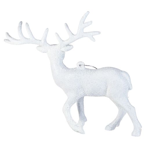 Itens Decoração de veado em pingente de Natal branco Alt.13,5 cm 3 unidades