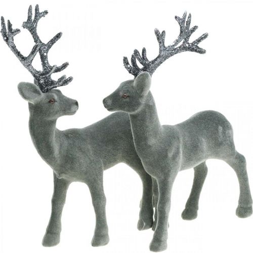 Floristik24 Figura decorativa de veado decorativo rena decorativa antracite Alt.20cm 2 peças