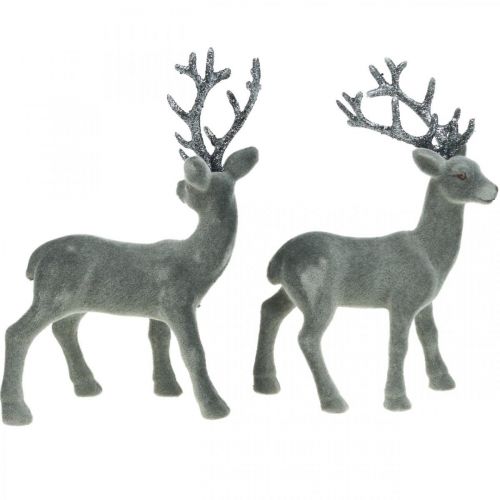 Floristik24 Figura decorativa de veado decorativo rena decorativa antracite Alt.20cm 2 peças