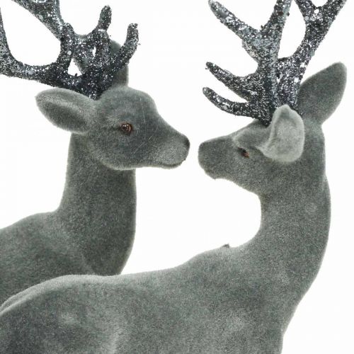 Floristik24 Figura decorativa de veado decorativo rena decorativa antracite Alt.20cm 2 peças